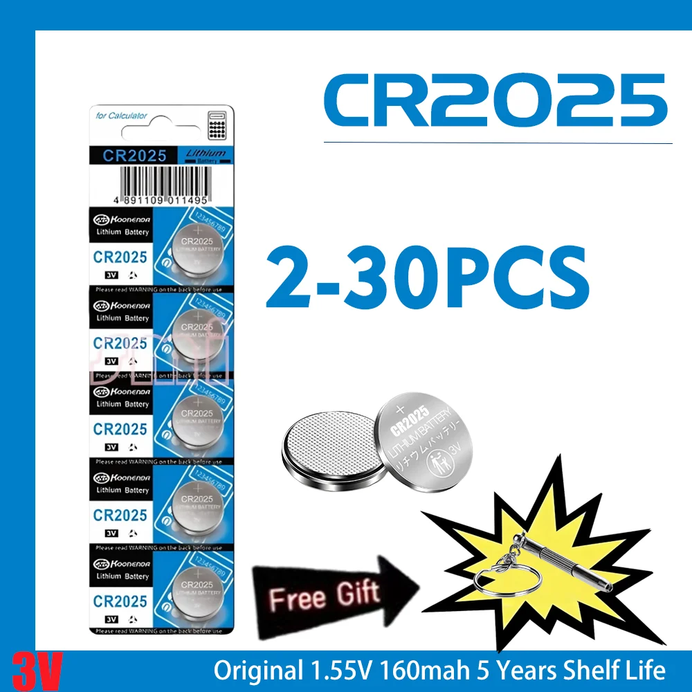 2-30PCS CR2025 3V Lithium Coin Cell Battery – Watch, Key Fob, Remote,Calculator,Toys – CR2025, DL2025, BR2025, LM2025, ECR2025