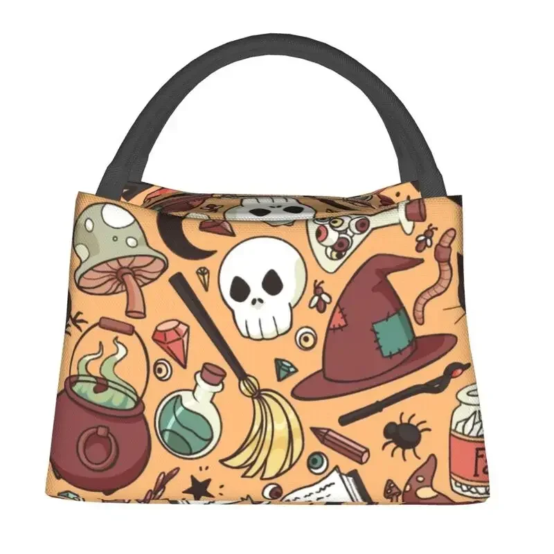 Crow Moon Insulated Lunch Bag for Work Office Halloween Spooky Witch Resuable Thermal Cooler Bento Box Women