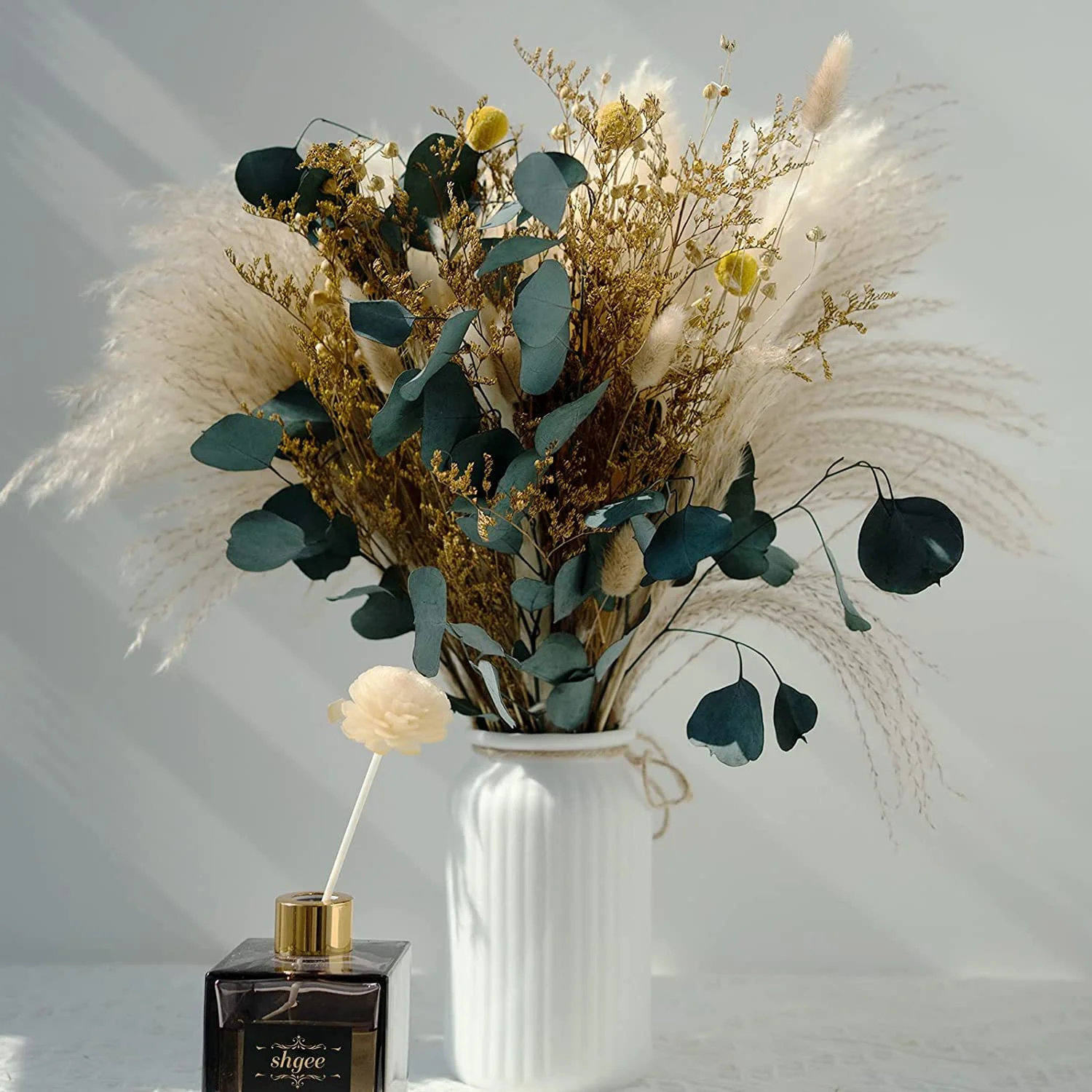 Bouquet De Grama Natural Seca Dos Pampas, Decoração De Casa Boho, Arranjos Florais Do Casamento, Mesas De Sala, Acessórios De Decoração De Natal