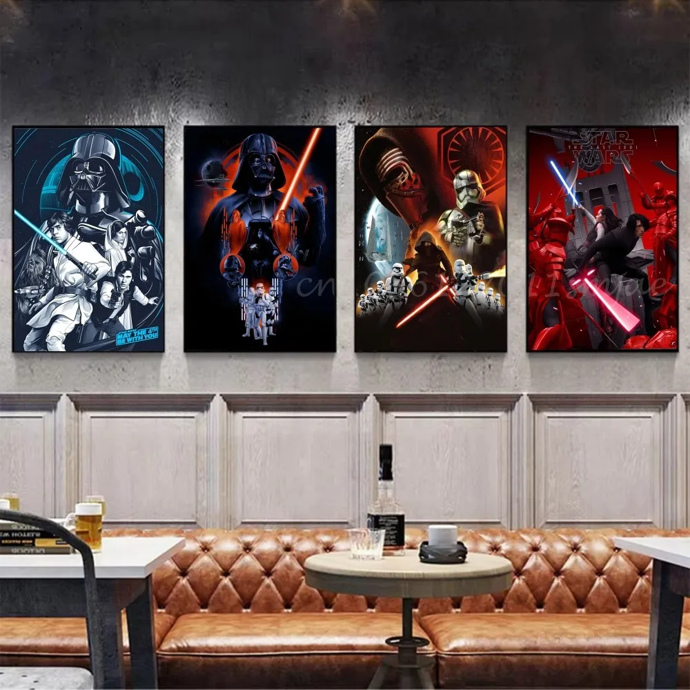1 قطعة فيلم ستار W-Wars ملصق ذاتي اللصق الفن ورق مقاوم للماء ملصق مقهى بار غرفة جدار ديكور