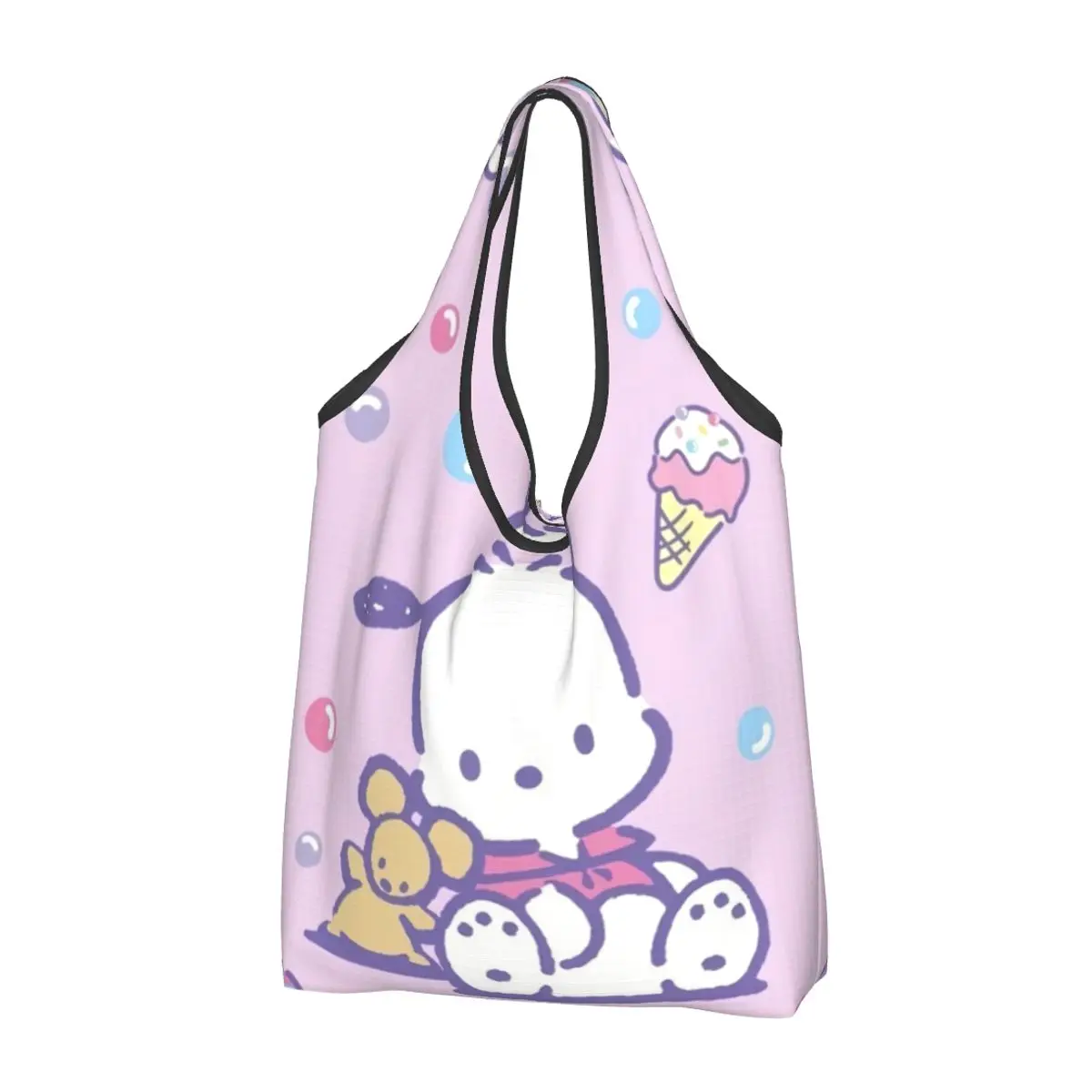 Custom Recycling Pochacco Sanrio Cartoon Shopping Bag Women Tote Bag Portable Grocery Shopper Bags