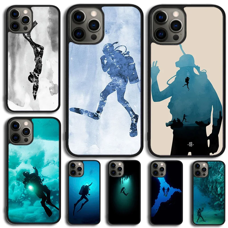 Scuba Diving Phone Case For iPhone 17 Air 14 15 16 13 12 Max Cover For Apple iPhone 17 Air 11 Pro Max Plus Coque