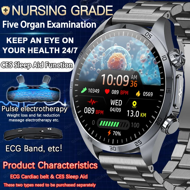 

2026 New Pulse Therapy Electrotherapy CES Sleep ECG+PPG Smart Watch BP Blood Lipid Uric Acid Health Monitor Men Smart watch Man