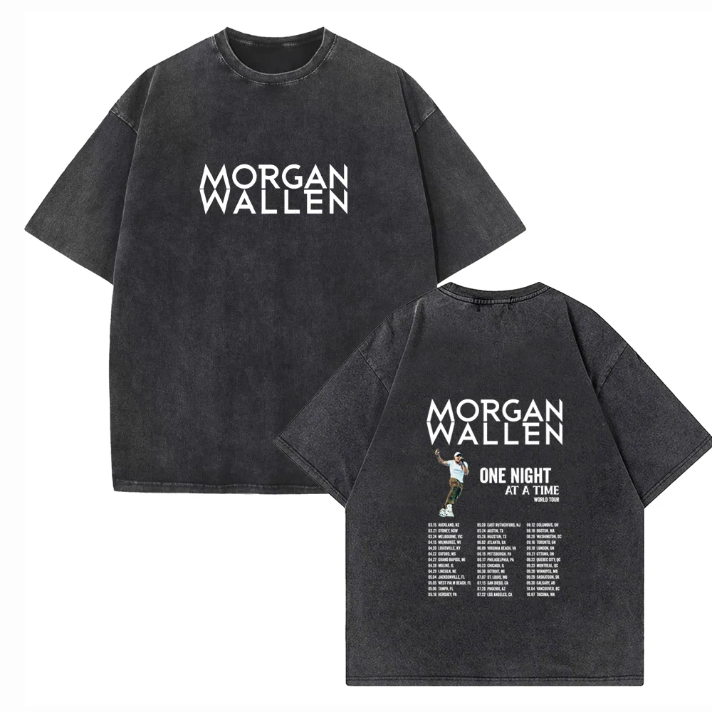 

Morgan Wallen One Thing At A Time World Tour 2024 Vintage Unisex Fans Gift Shirts Harajuku O-Neck Summer Cotton Short Sleeve