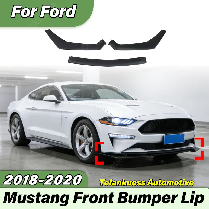 

For Ford Mustang 2018 2019 2020 Automobile GT Style Front Bumper Lip Sports Racing 3PCS Front Lip Body Modification Kit