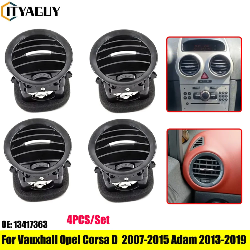 4PCS 13417363 Car Dashboard Air Conditioning Vent Outlet Fit For Opel Vauxhall Corsa D 2007-2015 Adam 2013-2019 Replace 13365420