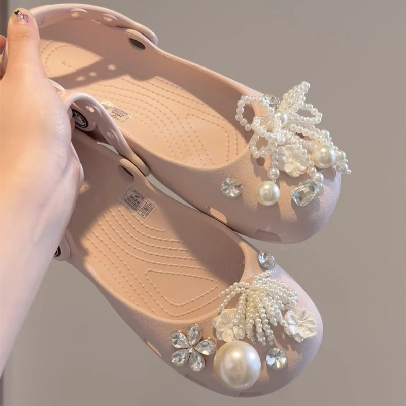 1 Set New Set Women's Ballet-Style Shoe Charms Crystal Fashion Pearl Flower Shoe Decoration Set DIY Shoe Decoration Accessories image 3