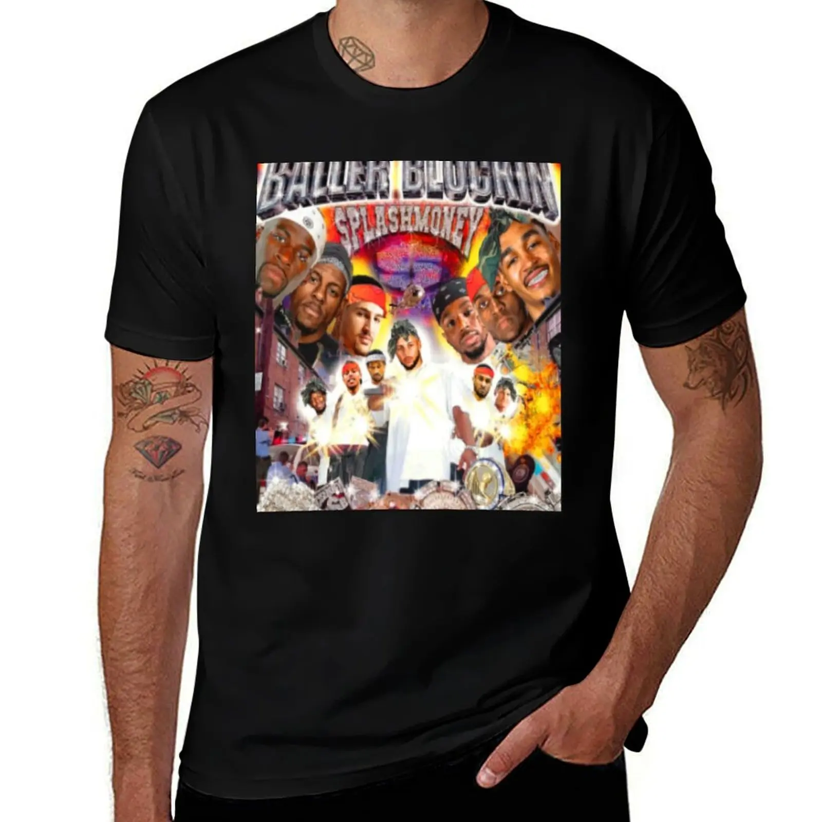 baller splash money T-Shirt Sports Casual Short Sleeve Cotton Tee T-Shirt