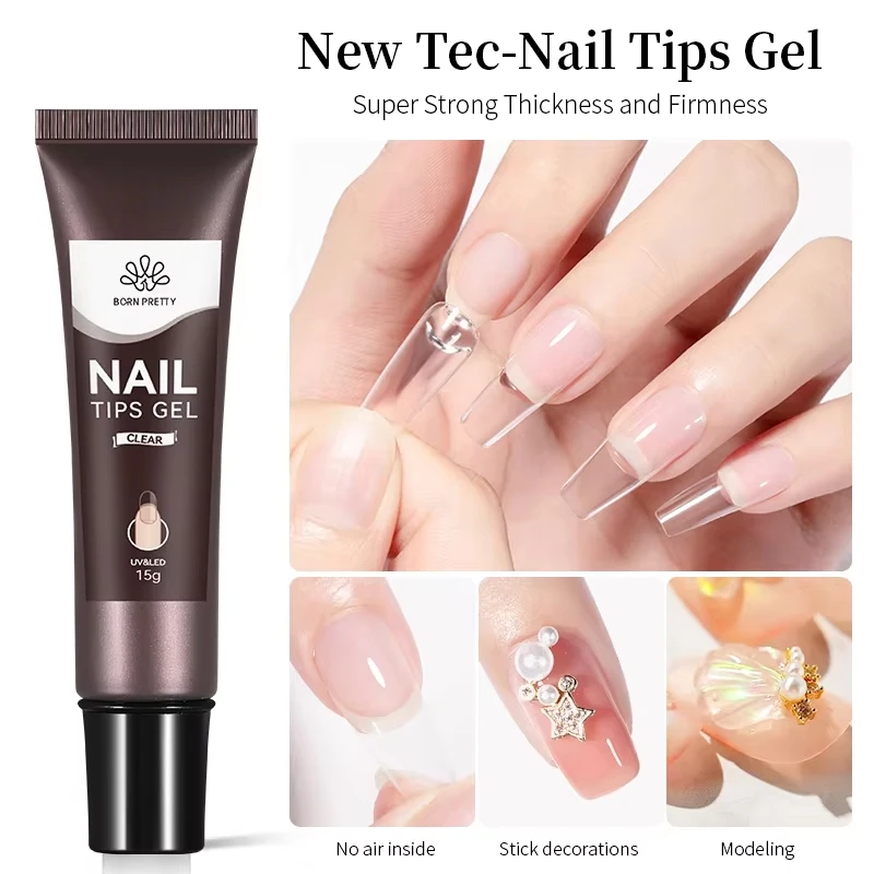 BORN PRETTY 15g Nail Tips Gel Nude Clear Transparent Nail Gel Soak Off UV LED Nail Art Gel Varnish Function Gel Nail Extension
