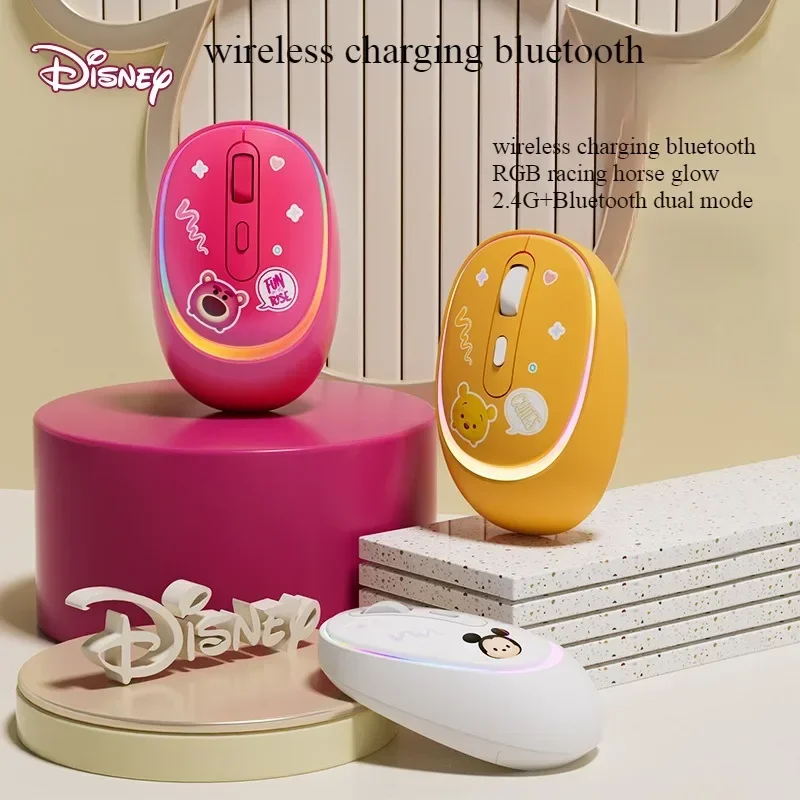 Disney Mickey Mouse Wireless Bluetooth Mouse More Ergonomic Rechargeable for MacBook Tablet Laptop 2.4GHz USB Setup Accessories