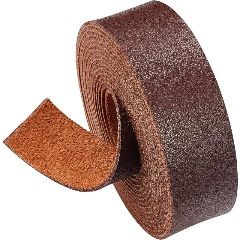 6.6FT 1 Inch Wide Double Sided Smooth Leather Strip Single Side Leather Strip for DIY Craft Projects Pet Collars Belts Jewelry