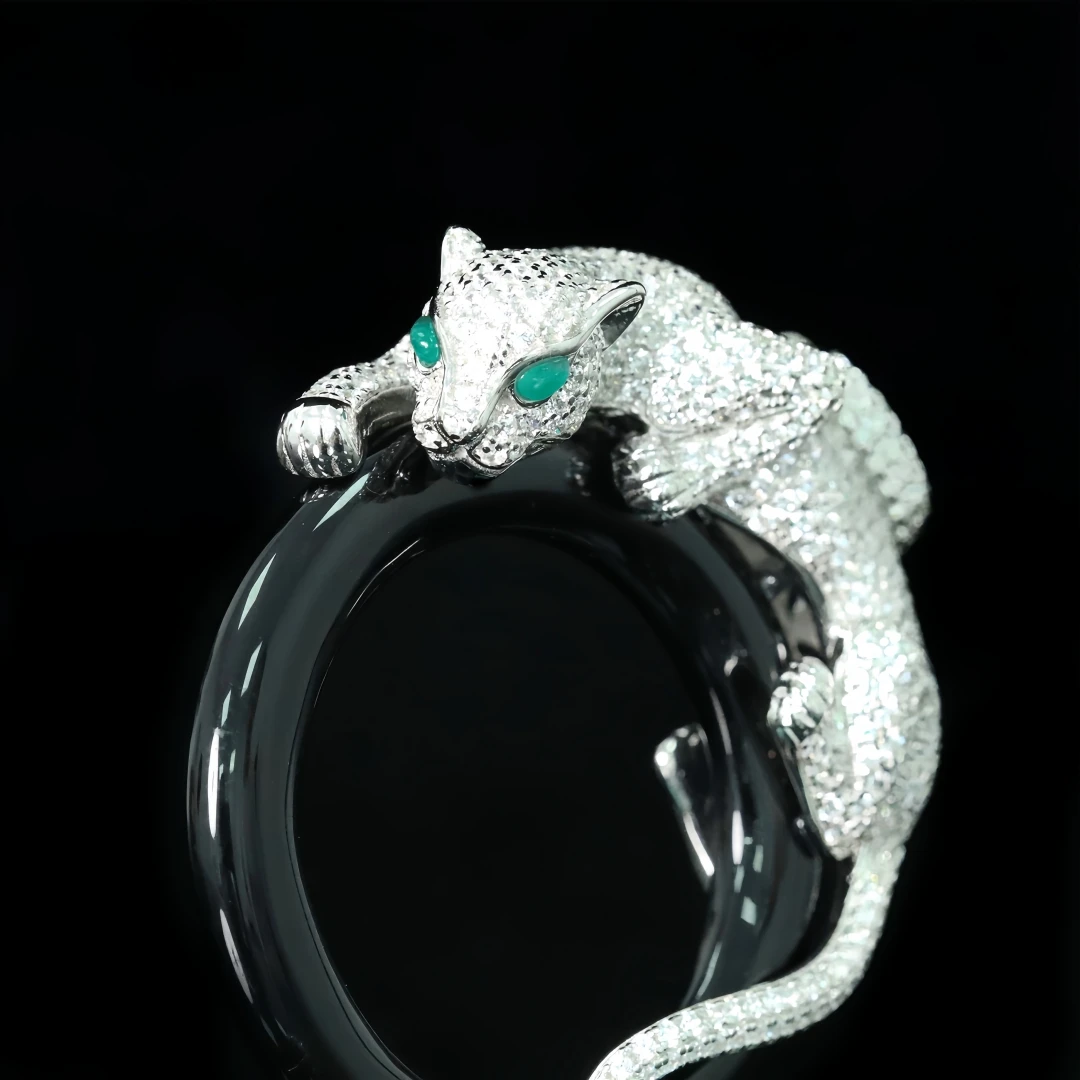 

Veeie Veein Brand Carbon Diamond Cheetah Enamel Gemstones Women Leopard Pendant 925 Sterling Silver Necklace Pendants Jewelry