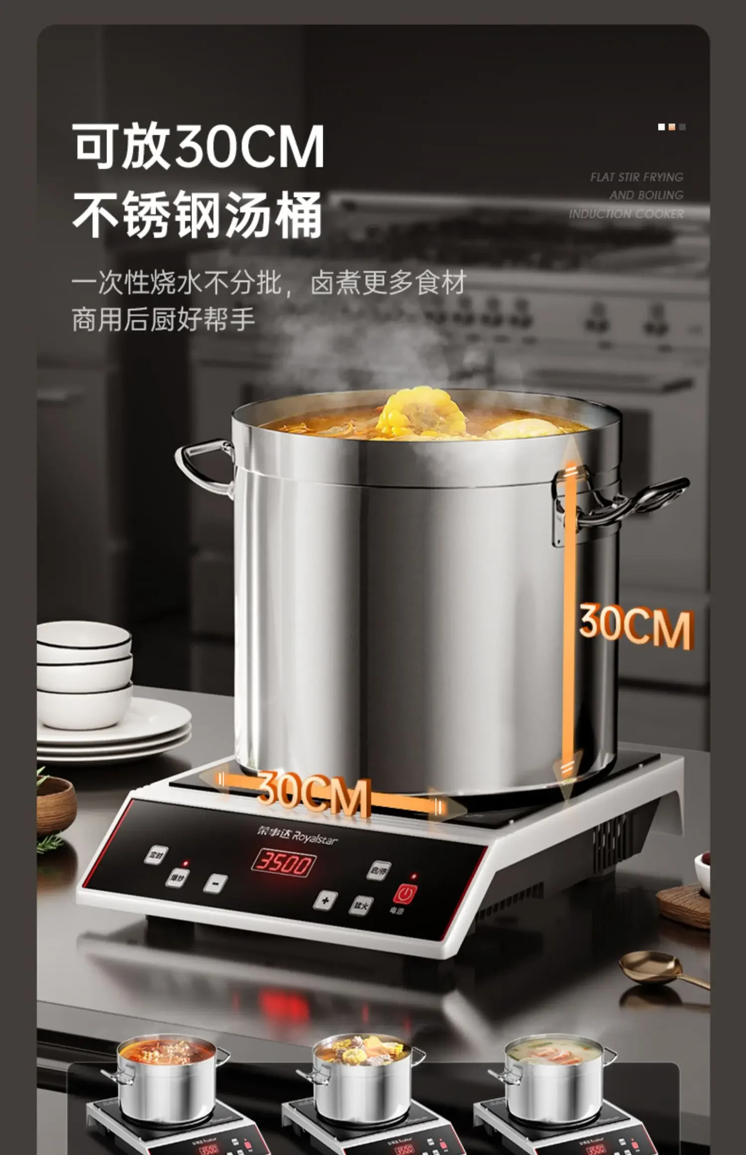 220V Royalstar High Power Induction Cooker Commercial Grade Concave Stove for Fast Cooking AG