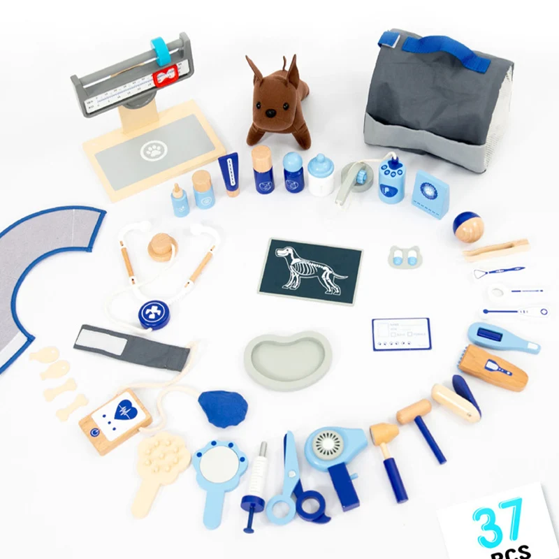 Nouvel ensemble de jouets de médecin en bois pour enfants, jeu de rôle de Simulation, jouet de jeu de simulation de vétérinaire pour animaux de compagnie, jouets d'apprentissage Montessori pour les tout-petits