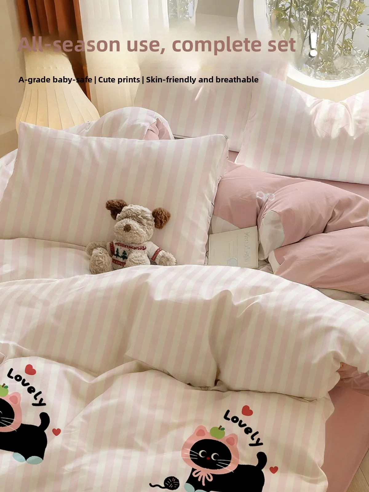 

Комплект постельного белья из не хлопка, милый комплект, дизайн, односпальное покрывало для односпальной кровати, летний свободный хлопковый комплект с дышащей талией, сделано в...