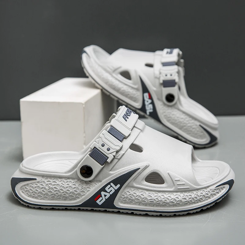 Men EVA Slide Sandals Adjustable Strap Non‑Slip Quick Dry Beach Slippers Outdoor Water Shoes Male 38‑45