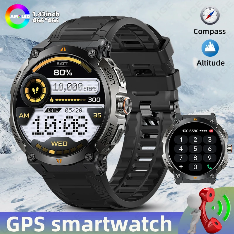 

LIGE Smart Watch Wireless Call Magnetic Charging HD Touch Screen Multiple Sports Modes GPS IP68 Waterproof Men New Smart Watches