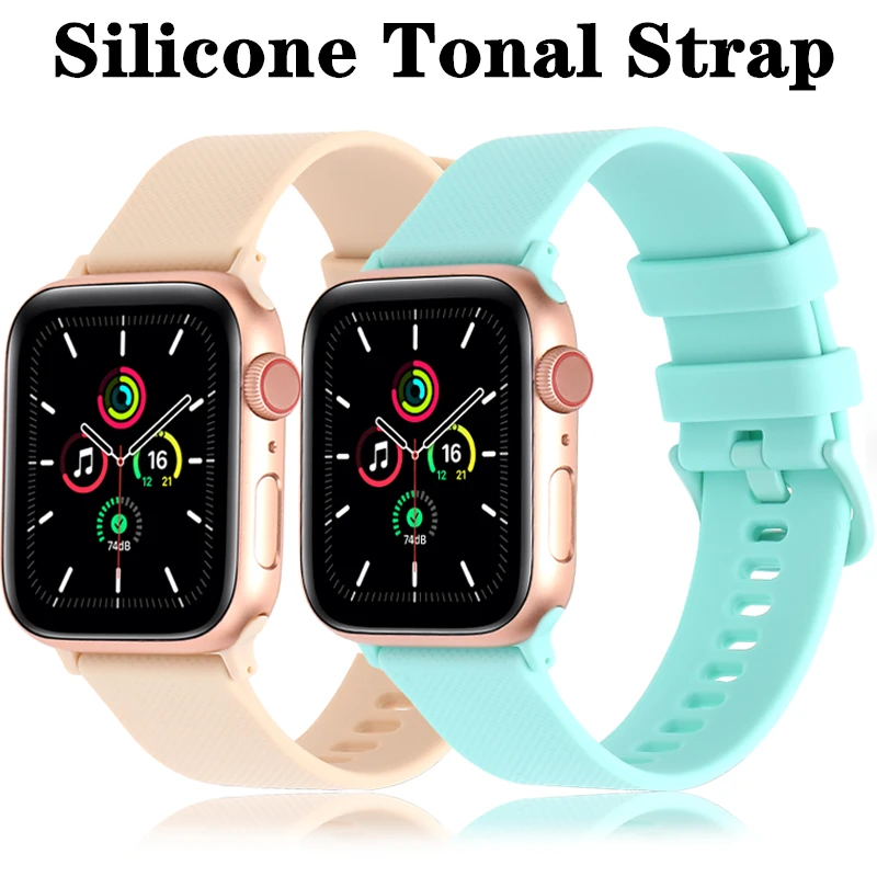 

Silicone Strap For Apple Watch band 41mm 45mm 40mm 44mm 38mm 42mm Rubber same color buckle band For iWatch serie 7 se 6 5 4 3 2