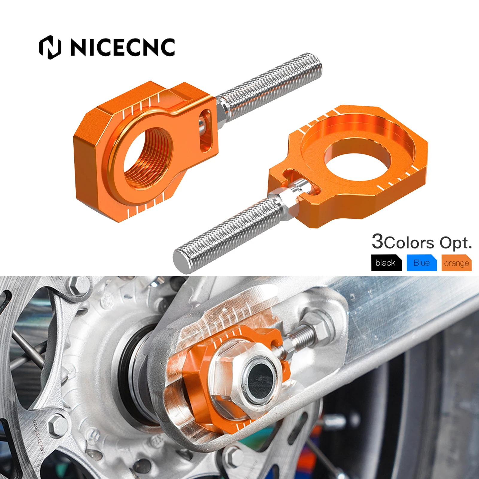 

NICECNC For KTM EXC 300 EXC 250 EXCF 350 EXC 450 XCW 2024 SX 125 SXF 250 SXF 450 2023-2024 22mm Rear Chain Adjuster Axle Block