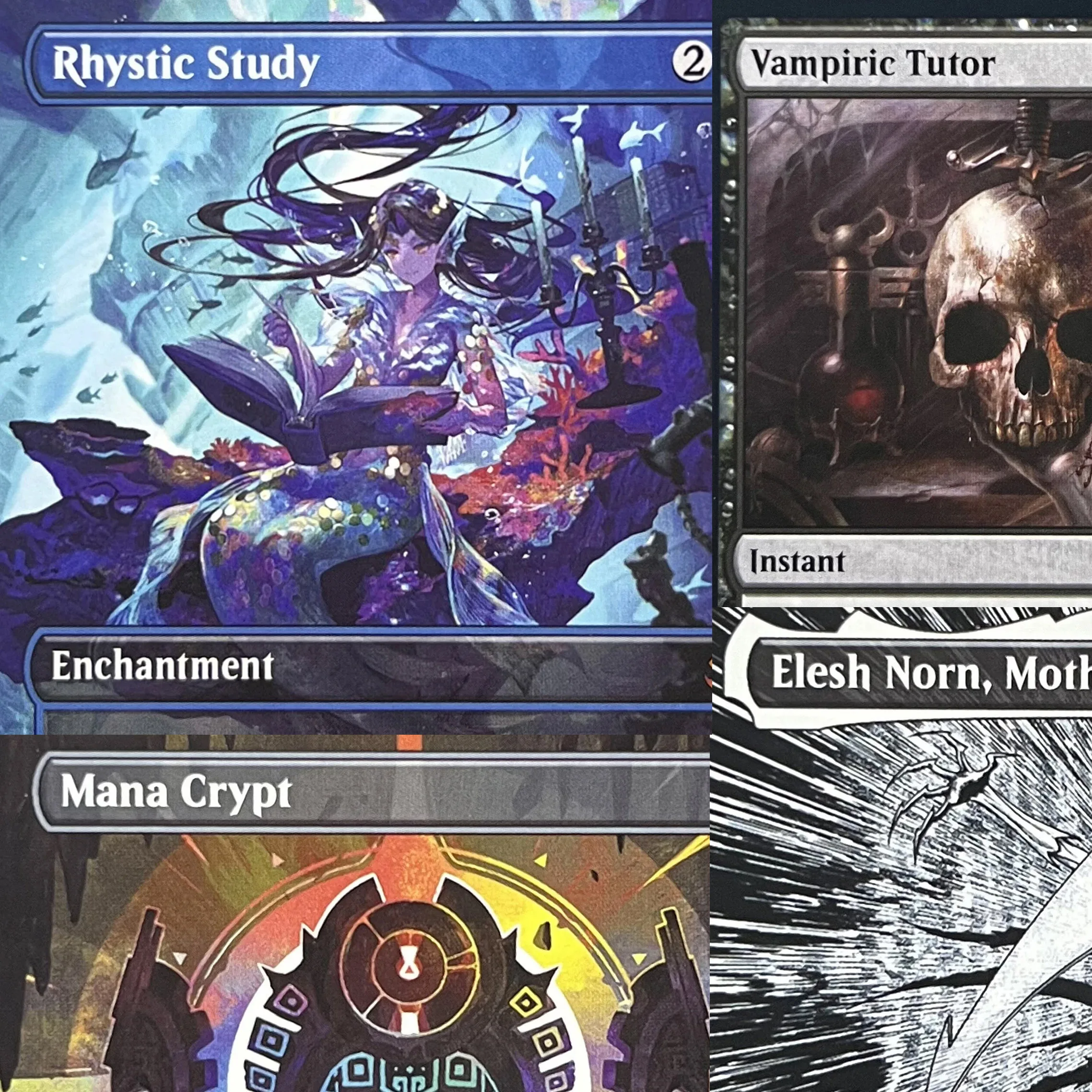 ONE ELD AFR MID HOLO12-I01 Tcg Proxy Magical Sheoldred, der Apocalypse Rhystic Study Vampiric Tutor Smothering Tithe Gathering