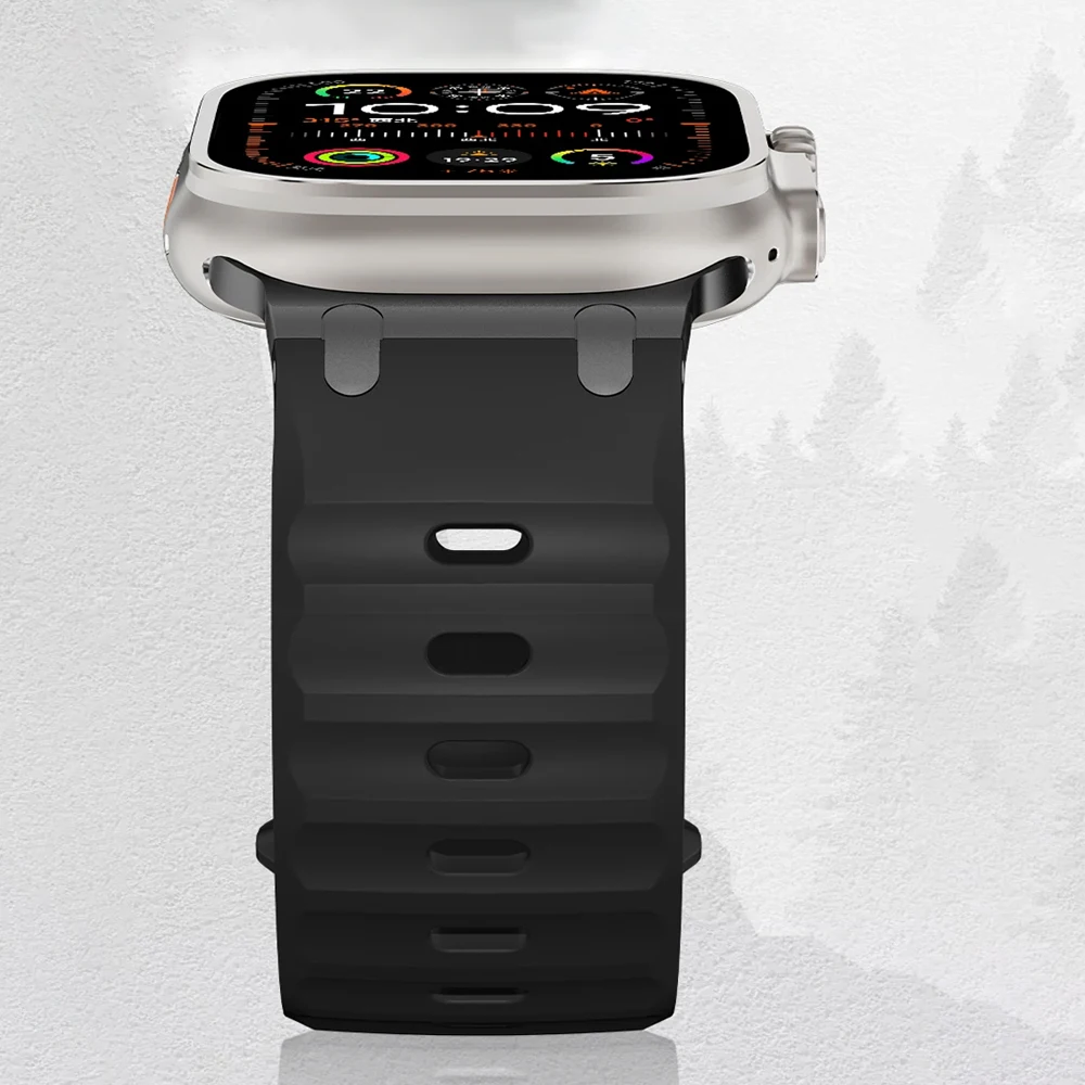 

Sport Silicone Strap for Apple watch ultra 2 band 49mm 44mm 45mm Stainless Steel correas bracelet iwatch Series 9 8 7 SE 10 46mm