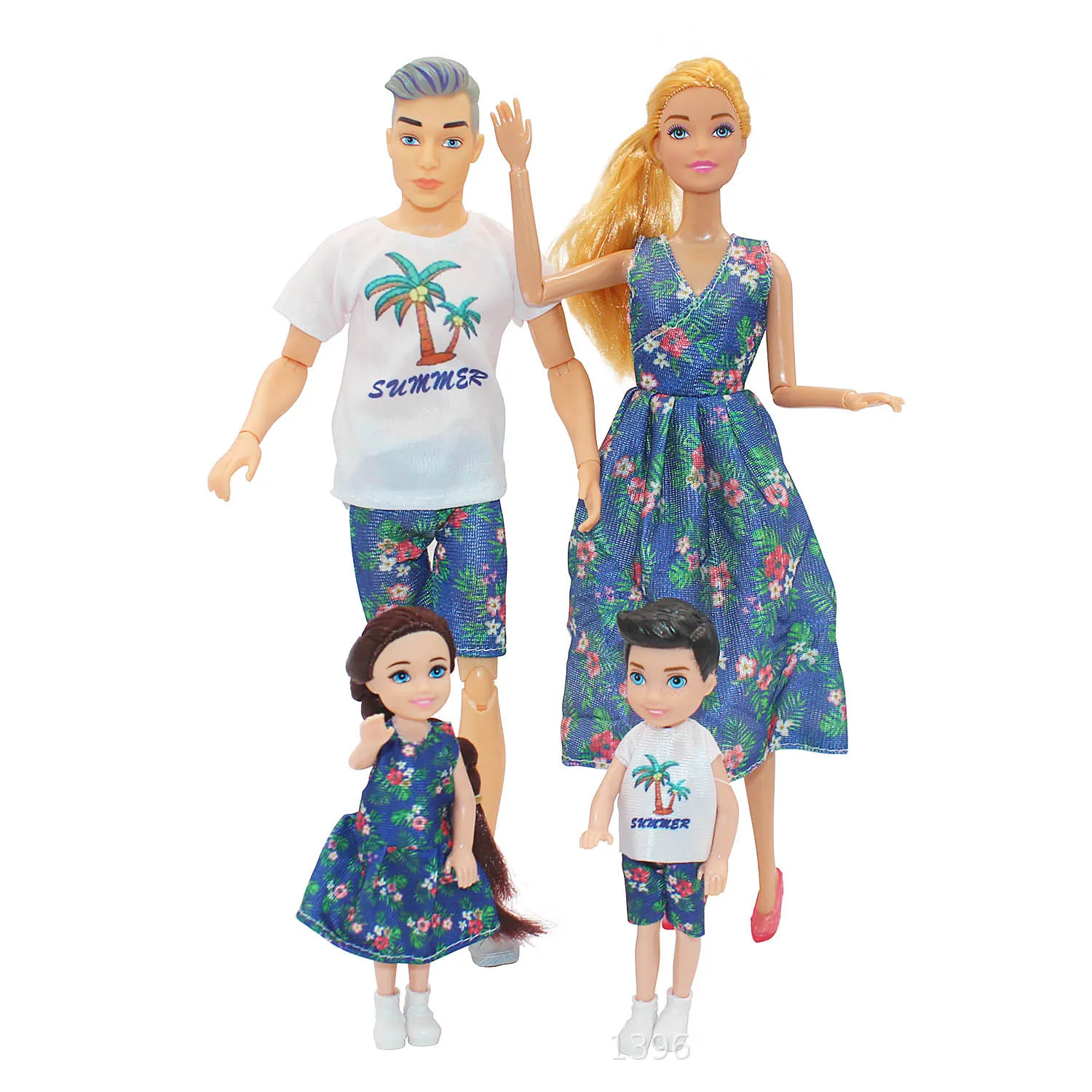 Eltern-Kind-Serie Mann/Frau BABI Puppenspielzeug-Set 4-köpfige Familie Papa Mama Sohn Tochter Modepuppe Spielzeug Kinder Spielhaus Spielzeug Geschenk