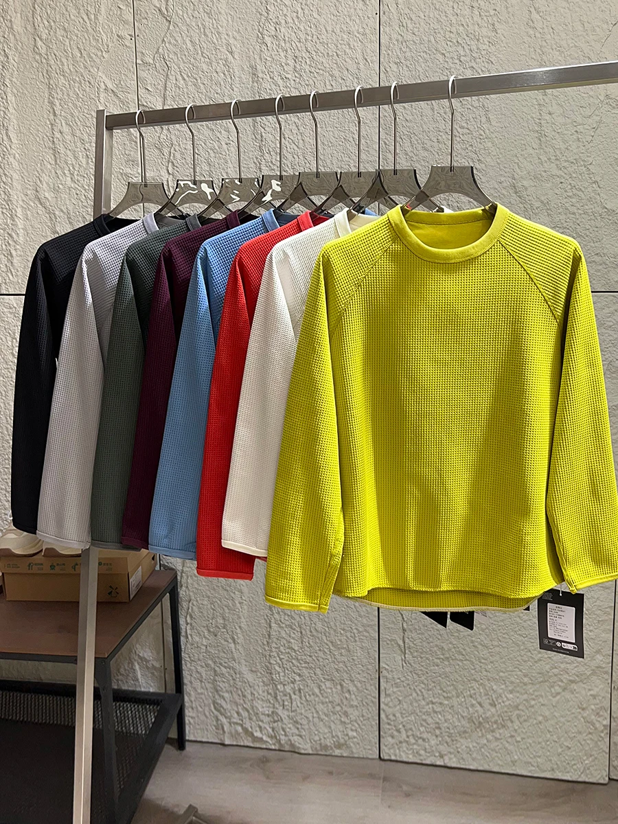 Outdoor Sports Long Sleeve T-Shirt round Neck Pure Color Base Shirt Men's Standard Fit Polyester Fiber Quick Dry Breathable
