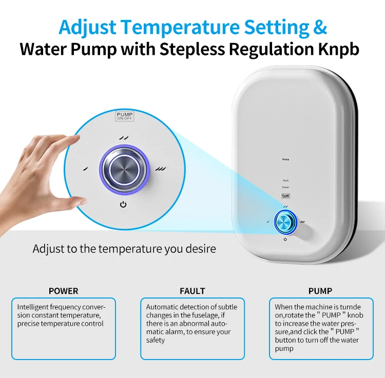 Nuovo scaldabagno elettrico istantaneo con pompa Scaldabagno portatili elettrici montati a parete in plastica Ce Doccia veloce senza serbatoio