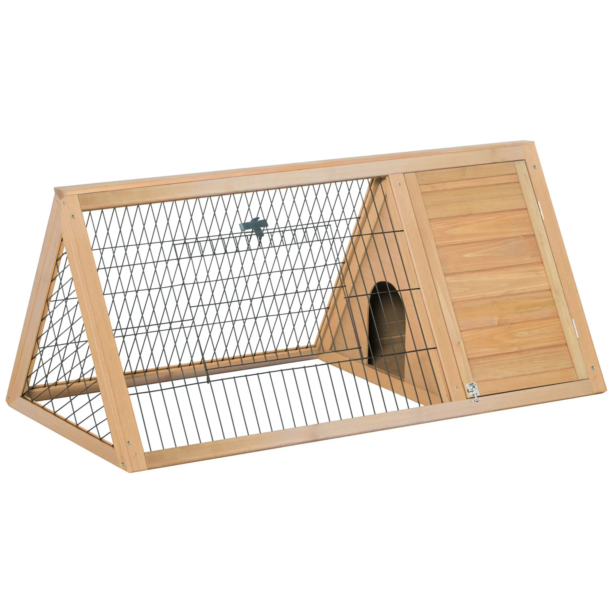 

Small Animal Hutch with Run, Weatherproof, Removable Floor Tray, 116cm X 62.2cm X 52.5cm, Natural
