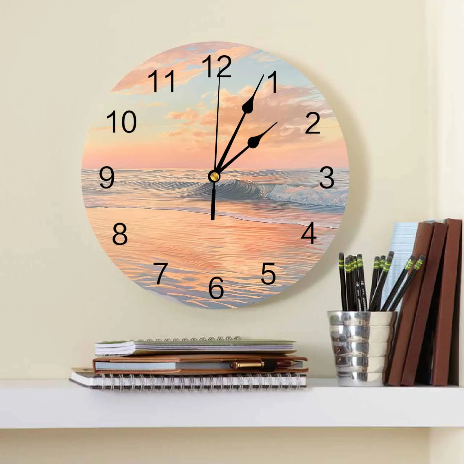 Seaside Sky Sea Water Clouds Wall Clock Large Modern Kitchen Dinning Round Wall Clocks Bedroom Silent Hanging Watch