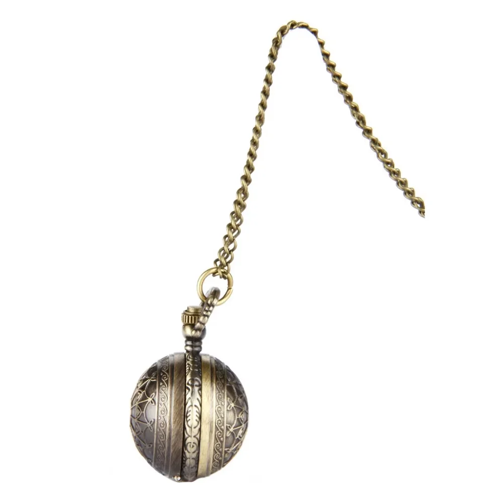 Creative Ball Shape Exquisite  Engraved Spider Web Design Fashion Retro Bronze  Watch Kids Gift Fob Watch