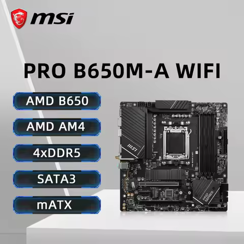 MSI PRO B650M-A WIFI Motherboard AM5 Socket Support 7900X 7800X3D 7600 CPU 4xDDR5 7200MHz 256GB HDMI 2x M.2 PCIe 4.0 mATX