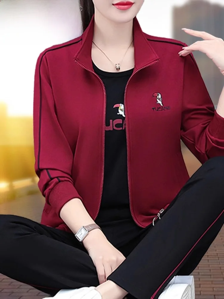 casual-sportswear-set-for-women-middle-aged-mothers-flip-collar-faionable-two-piece-suit-spring-autumn-new-2025-tucano-brand