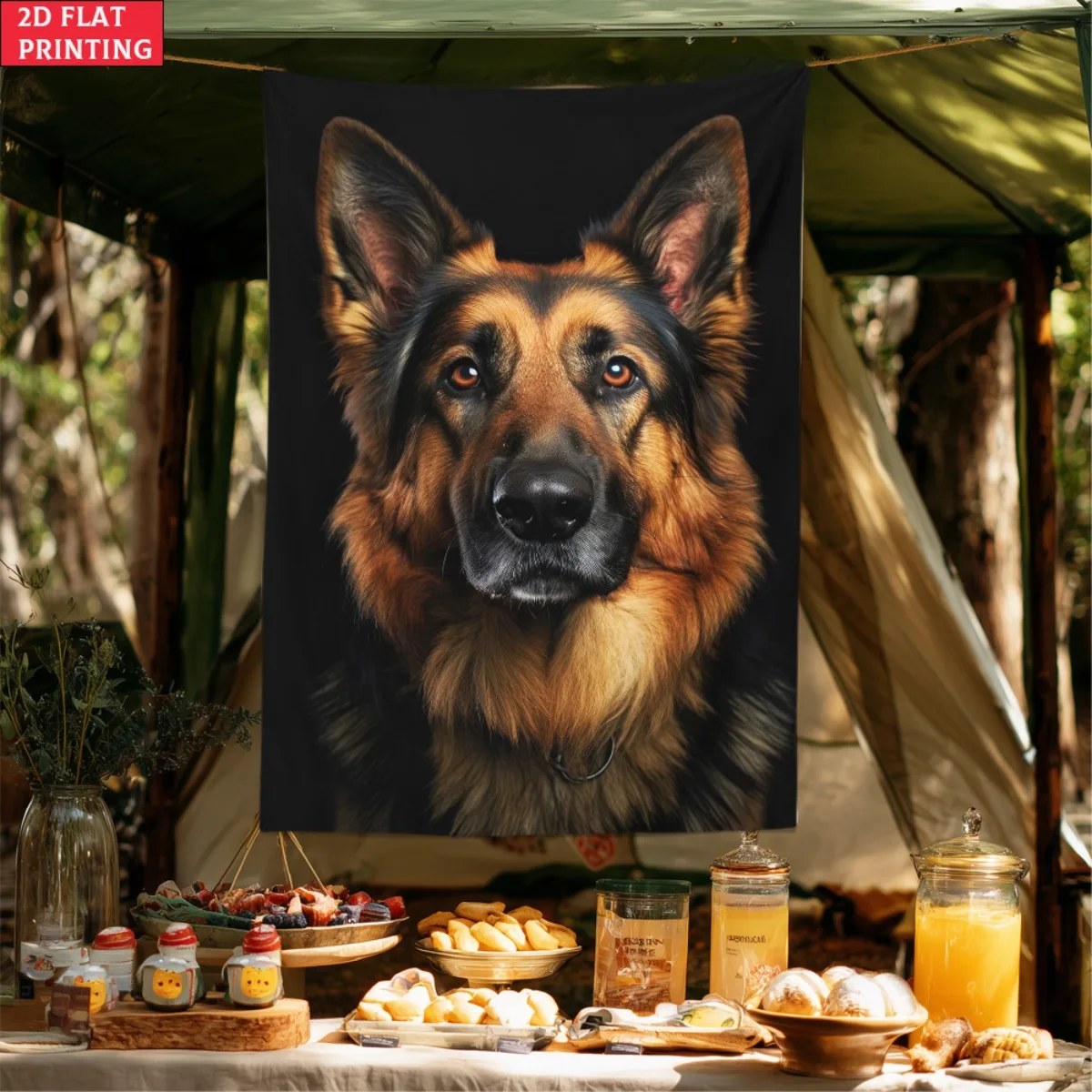 1pc German Shepherd Dog Portrait Realistic Animal Wall Tapestry Pet Lover Decor Art Print For Home Living Room Bedroom