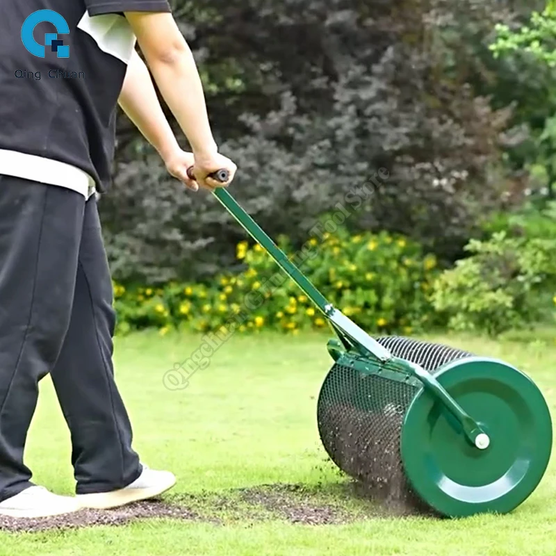 Wałek z siatki do rozprowadzania trawników ogrodowy żelazny kosz opatrunek kompostowy Push Pull aplikator nawozów