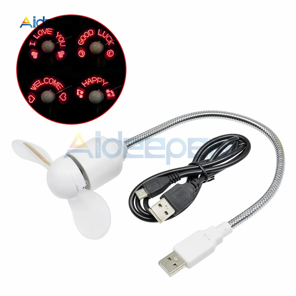 Unique Handheld USB Flash LED Love Pattern Mini Fan Super Mute Battery Operated Cooling Desktop Mini Fan for Travel Office Use