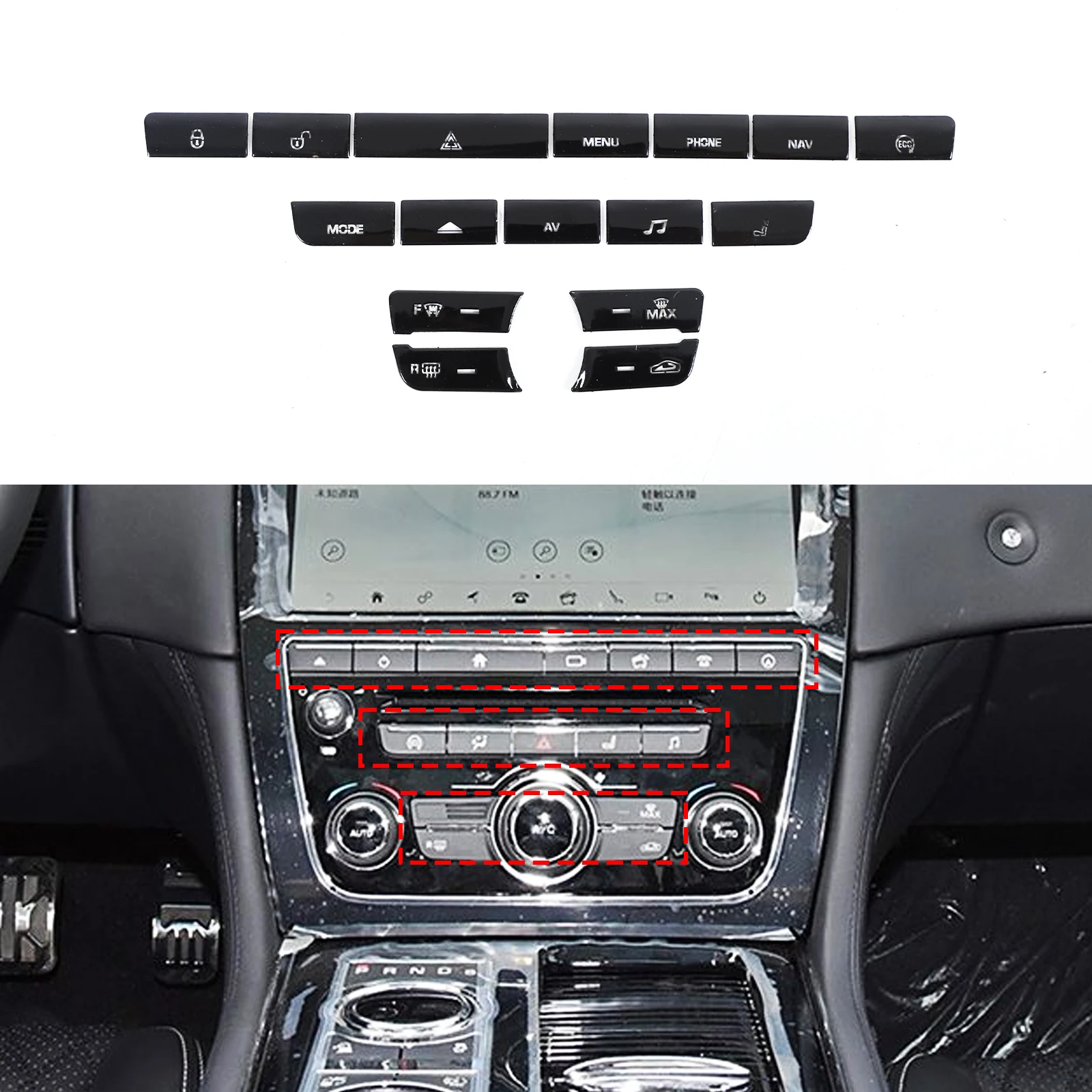 

Глянцевые черные чехлы на кнопки кондиционера на приборной панели из нержавеющей стали для Jaguar XJ 2013-2015 автомобильных аксессуаров для интерьера