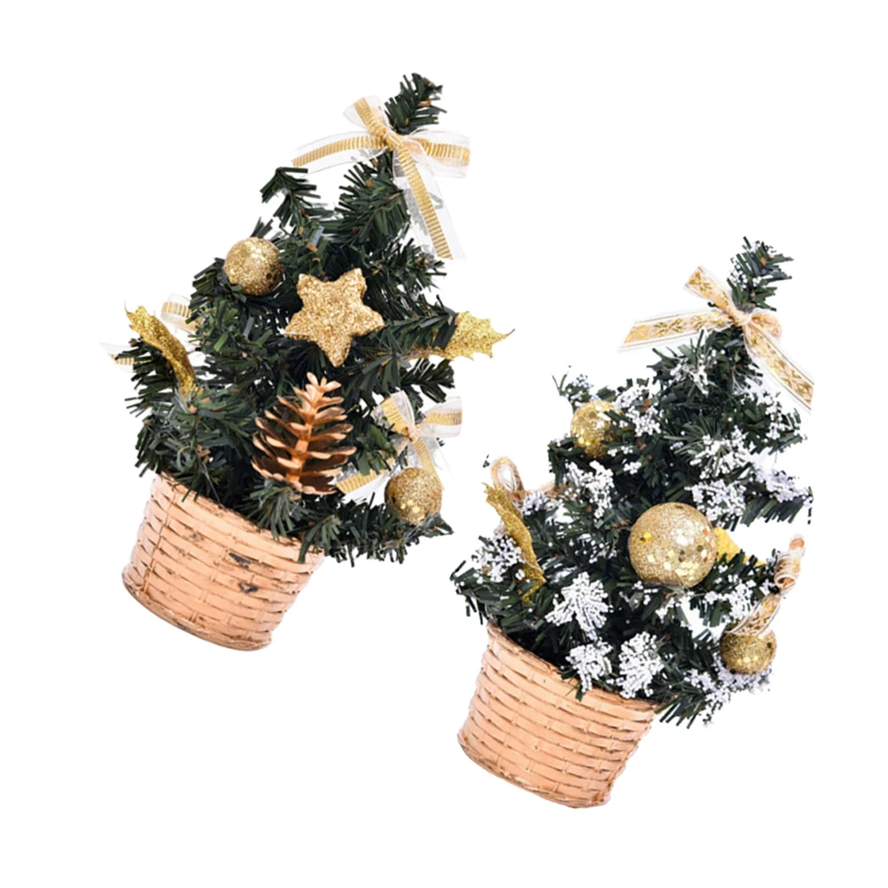 

2pcs Christmas Ornaments Glitter Mini Artificial Decorations for Desktop Bedroom Room Party Gifts
