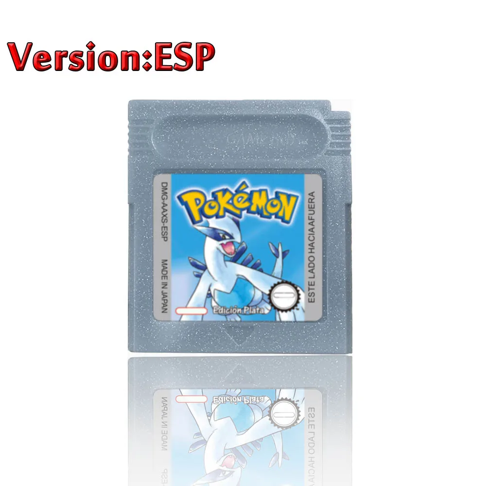Energiesparende 5-Sprachen-Version Pokemon GBC Spiel Rot/Kristall/Blau/Gelb/Gold/Grün/Silber Videospielkassette