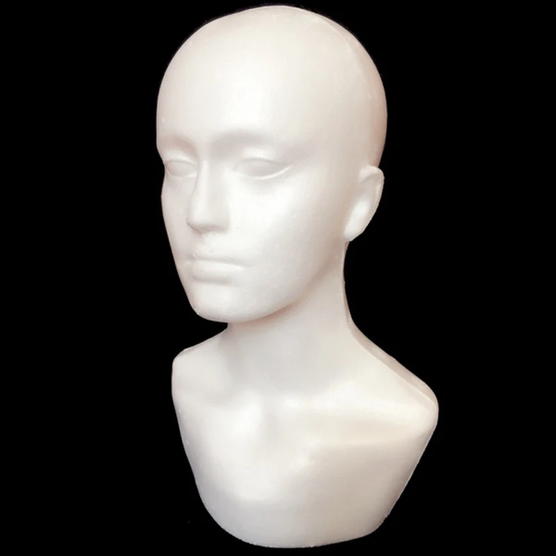 Cabeza de Maniquí de espuma para exhibición masculina, modelo de soporte para pelucas, sombrero y bufanda