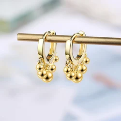 Foxanry Prevent Allergy Ball Pendant Hoop Earrings For Women Couples Trendy Minimalist Elegant Classic Birthday Jewelry Gifts