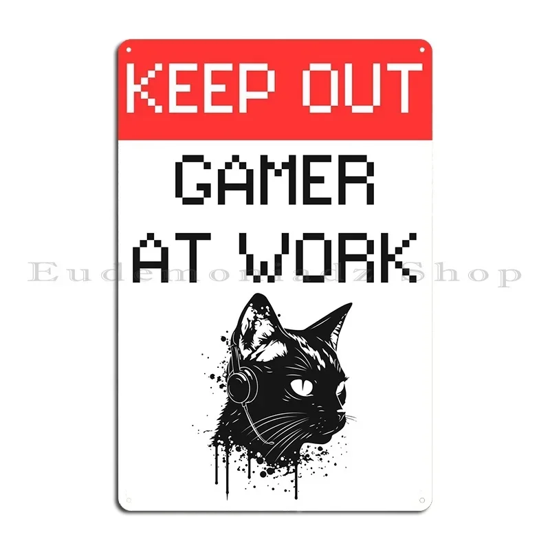 Gamer At Work Gaming Room Metal Plaque Poster Plates Cinema Cave Iron Party Tin Sign Poster