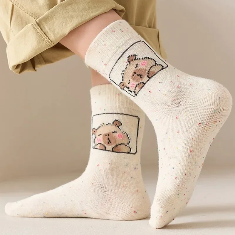 5-20Pairs لطيف مضحك الاطفال الجوارب الكرتون التعبير جوارب قطنية للطفل بنين بنات خريف شتاء دافئ الجدة الطفل هدية