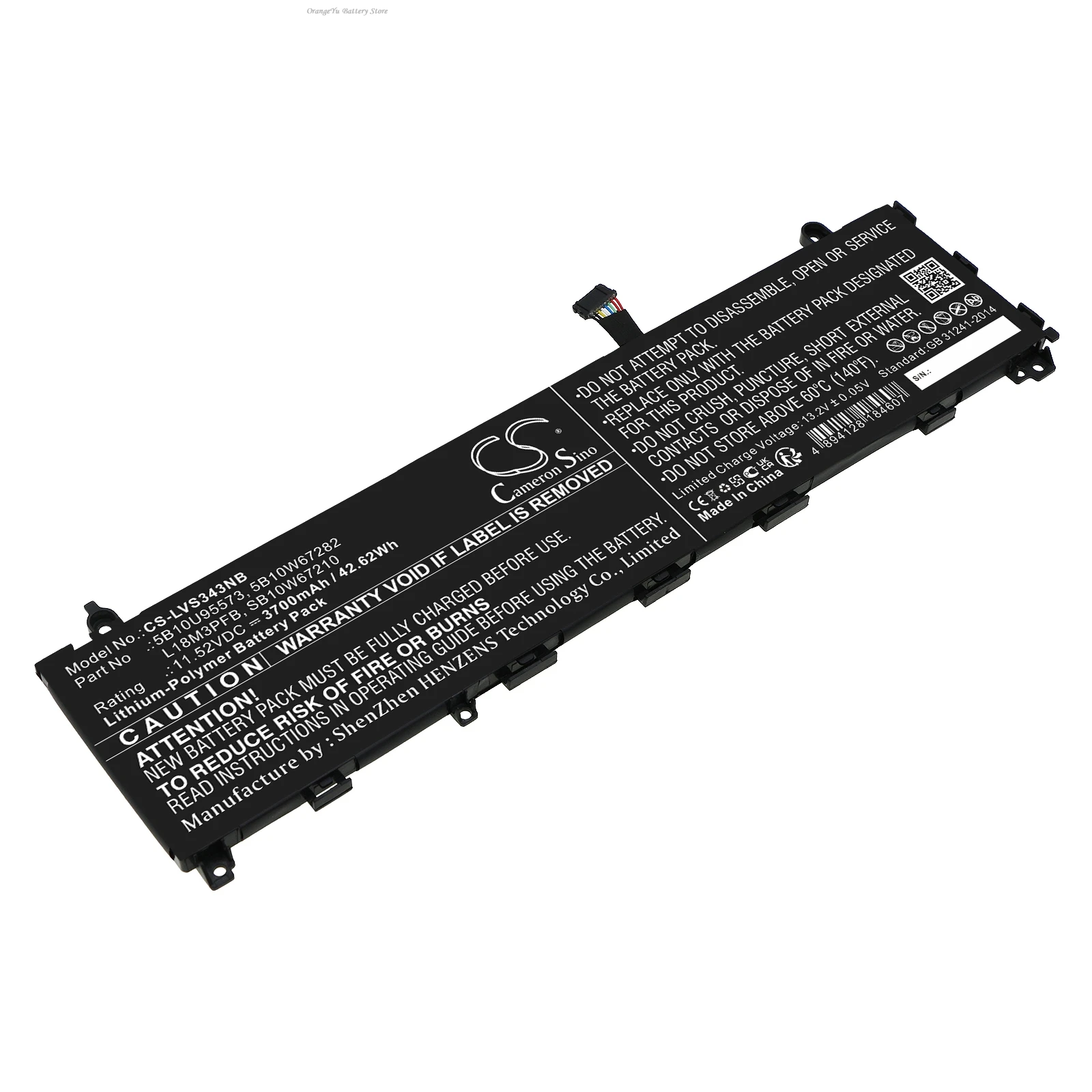 Replacement 11.52V 3700mAh Laptop Battery 5B10U95573 5B10W67282 SB10W67210 L18M3PFB for Lenovo IdeaPad S340-13IML
