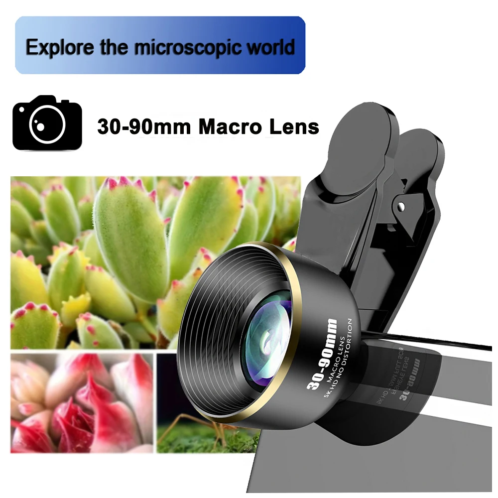 

Макрофонный объектив высокой четкости 30-90 мм — опыт микроскопического мира, подходит для смартфонов, таких как iPhone и Samsung.