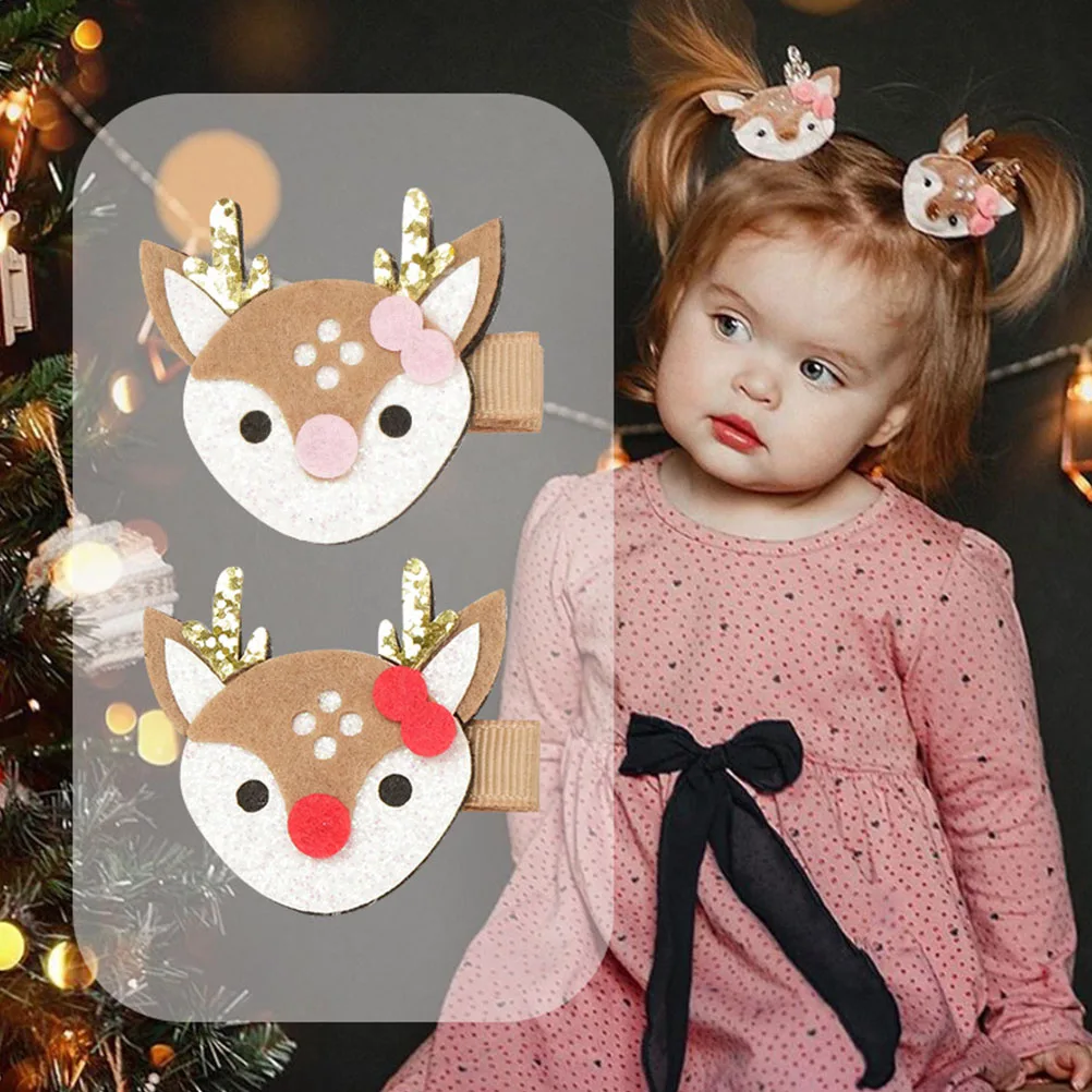 

4 Pcs Hair Decorations Xmas Hairpins Christmas Clips Sweet Barrette Cloth