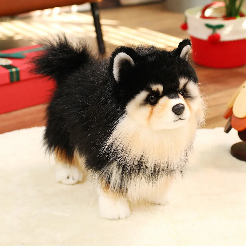 35-センチメートルリアルなポメラニアン犬ぬいぐるみシミュレーション子犬人形ソフトでかわいいペット枕子供のギフト誕生日