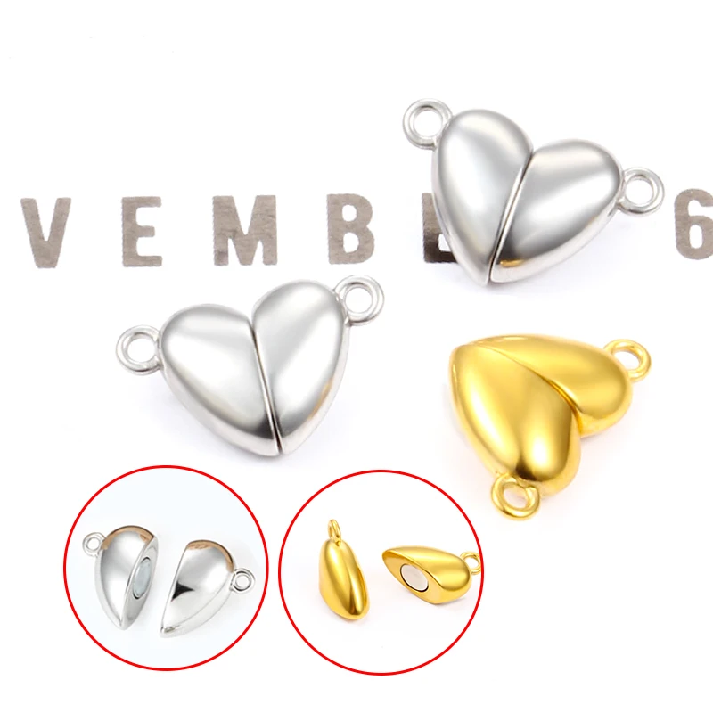 Stainless Steel Heart-Shaped Strong Magnet Clasps Jewelry Making Supplies Accessorie DIY Necklace Bracelet Fashion Connectors