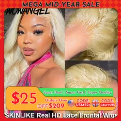 Wow Angel Real HD Lace Frontal Wig 250% 13x4 HD Lace Front Human Hair Wig 613 Blonde Body Wave Wigs HD Lace Closure Wig Glueless