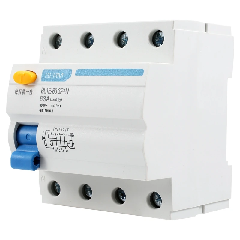 

BL1E-63 3P+N 63A RCCB Residual Current Circuit Breaker 400V 30MA Electric Leakage Protection Mini Circuit Breaker